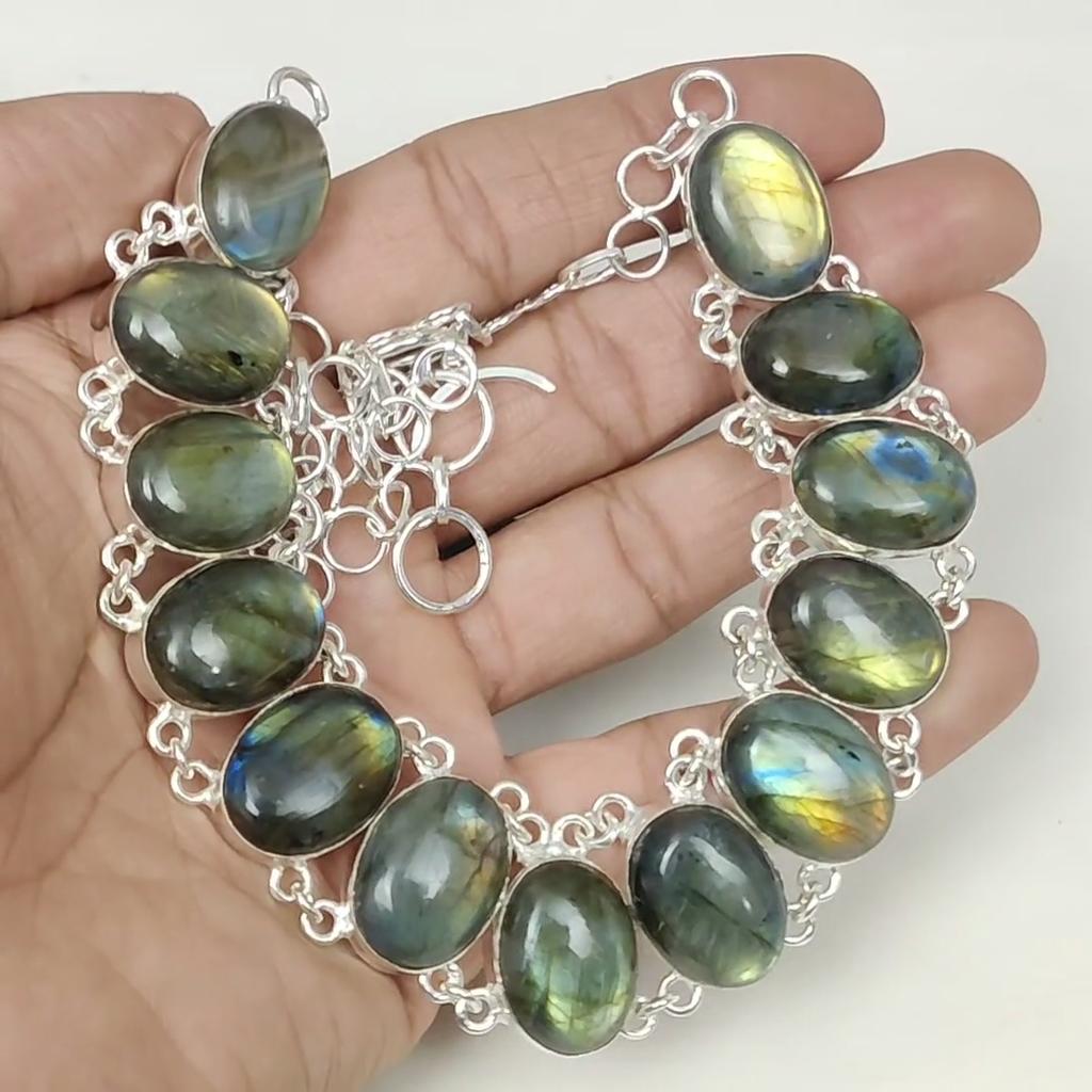 Natürlicher Labradorit Edelstein Handgemachte 925 Sterling Silber Elektroform Halskette, Labradorit Silber Für Frau Unisex Anhänger Watte Geschenke