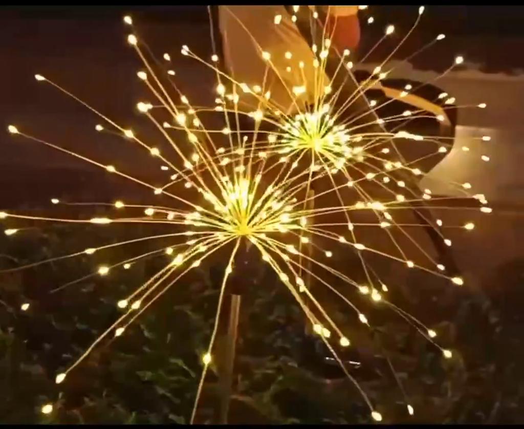 Lumini solare cu LED-uri pentru artificii, în aer liber, impermeabilă, lampă solară de grădină pentru zâne, pentru alee de gazon, curte, petrecere, decorare de Crăciun