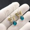 Apatite Gemstone 925 Sterling Silver Jewelry Butterfly Earrings 1.3" For Women EE-155-1