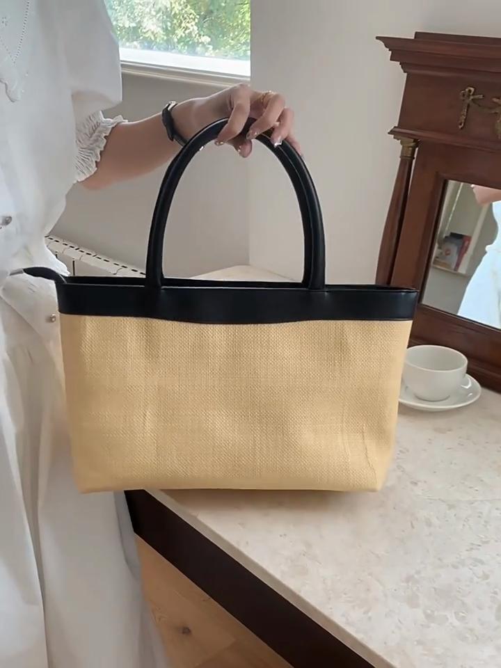 Luxury Design Straw Woven Tote Bags For Women Large Capacity Shoulder Beach Bag Pure Color Summer New Big Shopping Handbag 2024