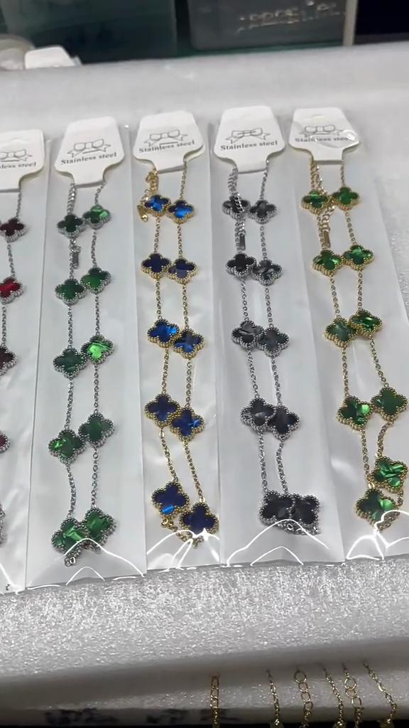 High-end Ten-flower Necklace Double-sided Four-leaf Clover Clavicle Chain Luxury High-end Women's Necklace