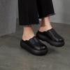 Johnature Vintage Genuine Leather Thick Soled Outdoor Slippers Round Toe Women's Slip-on Shoes