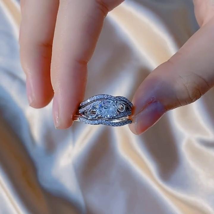 Lindon Anel clássico de liga de cobre com zircão, joia feminina, presente de festa de casamento