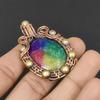 Rainbow Solar Quartz Gemstone Pure Copper Wire Wrapped Handmade Pendant Jewelry