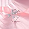 Bamoer 925 Sterling Silver Butterfly Adjustable Open Ring Anniversary Birthday Jewelry Gifts for Women Girls