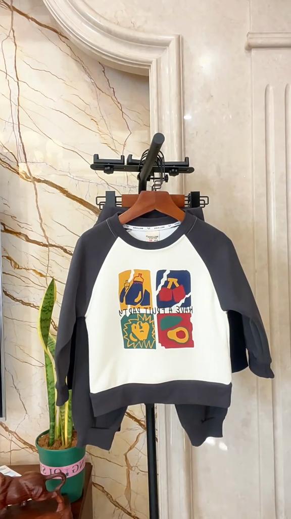 Boys Cartoon Outfit Set Sweatshirt and Jogger Pants Two Piece Tracksuit Casual Clothing for Toddler and Kids
