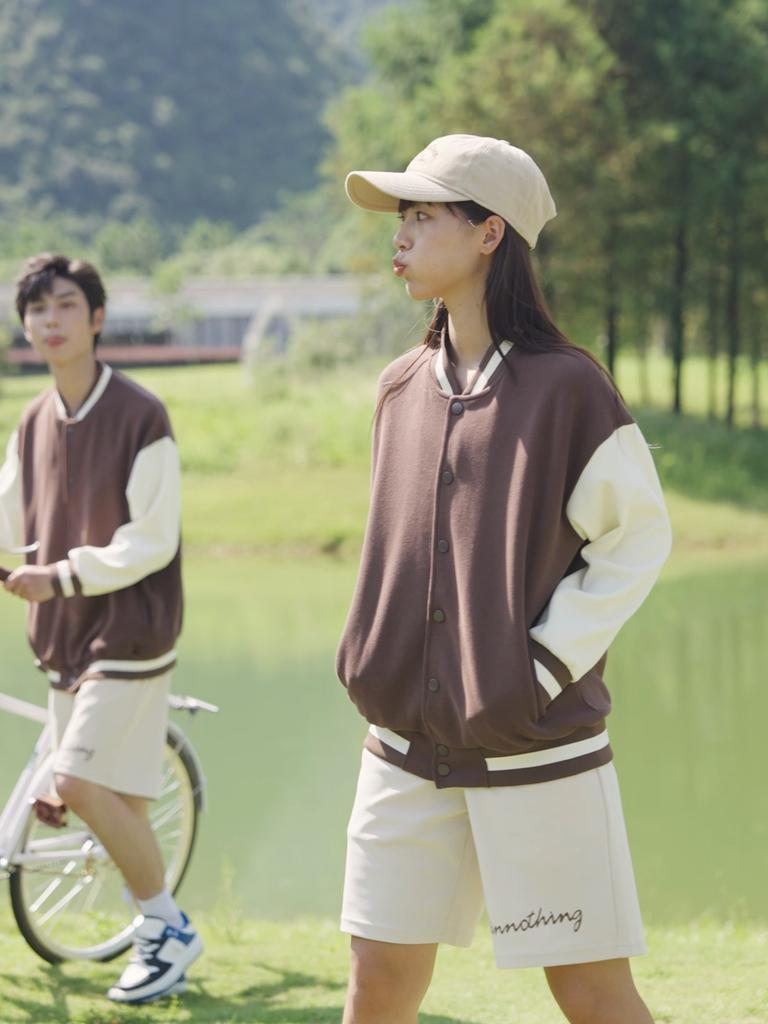 Autumn New Oxygen Cotton Thin Baseball Jacket Button Up Baseball Shirt Long Sleeved Couple's Top Workwear Stand Collar Jacket Team Uniform