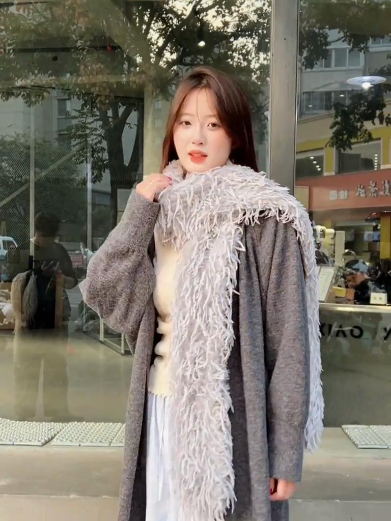 New Arrival Scarffall and Winterheattechpure Color Scarfeasiest for Matchtassel Shawlthickenedstuffed Scarf