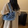 Large Capacity Commuter Tote Bag Women's Denim Shoulder Crossbody Bag