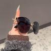 Luxury Designer Brand Half Frame Sunglasses Women For Men Popular Rivet Vintage Sun Glasses Punk Outdoor Driving Metal Eyewear