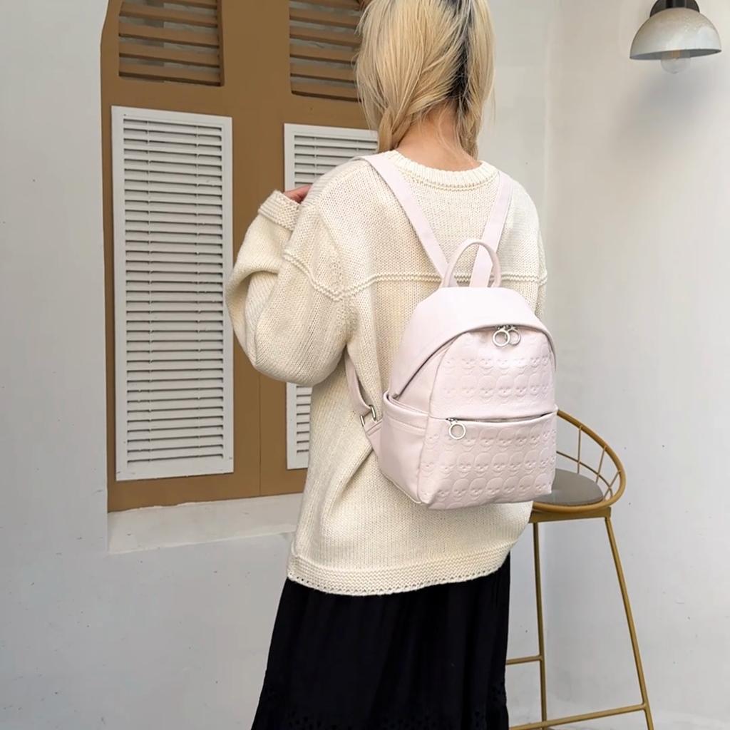 Women's Backpack Woven Pattern Backpack Large Capacity PU Schoolbag