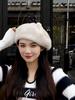 Big Head Circumference Black Beret Female Winter New Trendy Face Small Mink Hair Hat Octagonal Hat Cloud Hat Milliner