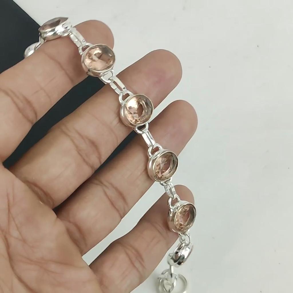 Bransoletka Siwss Blue Topaz Gemstone Handmade 925 Sterling Silver, Bransoletka Siwss Blue Topaz dla żony, Bransoletka unisex prezent dla niej