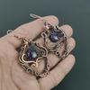Amethyst Earrings Gemstone Jewelry, 999 Copper Wire Wrapped Earrings, Gift For Women Handmade Earrings