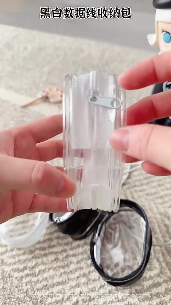 Portable Mini Transparent Zipper Earphones Data Cable Storage Bag Waterproof PVC Material Outdoor Travel Multi-functional Space-Saving
