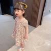 Summer Girls Floral Dress Kids Baby Bow Short Sleeve Princess Dresses for Girls Cotton Children Clothing