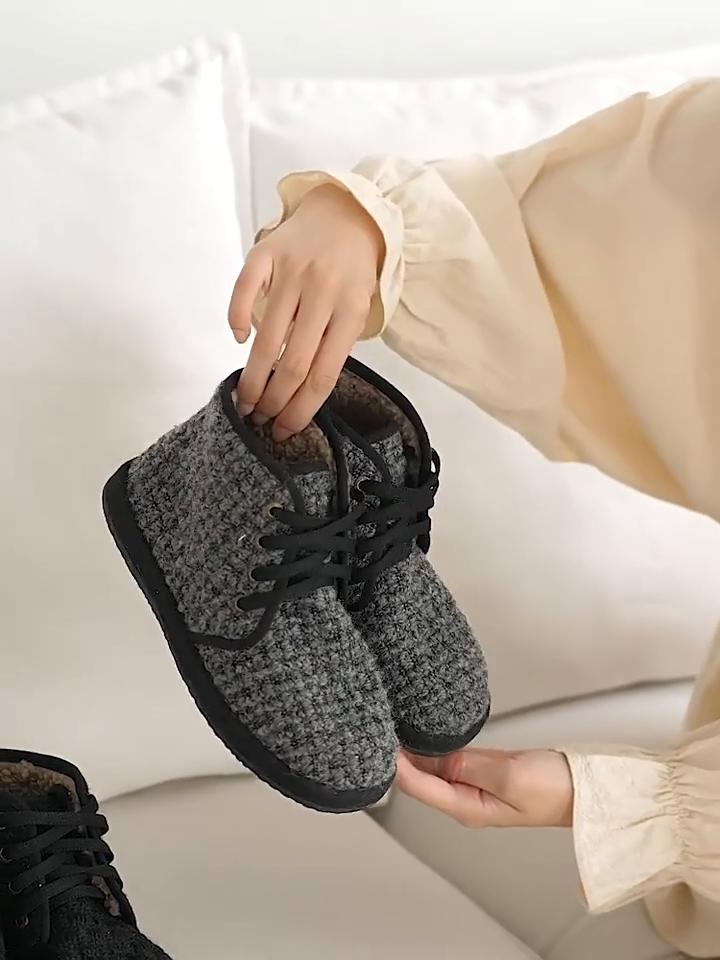 Johnature Casual γυναικείες κοντές μπότες βελούδινα ζεστά βαμβακερά παπούτσια Χειροποίητα υφασμάτινα παπούτσια με μαλακή σόλα με κορδόνια