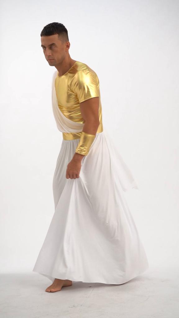 Starověký řecký bůh kostým římská tóga egyptská tunika s rukavicemi muži 2ks halloweenské oblečení vánoční/halloweenská cosplay party XXXL