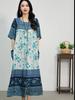 Women's Plus Size Maxi Dress, Boho Print Loose Short Sleeve Casual Dress with Pockets (XL-5XL)