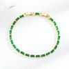 Fashion Light Luxury Rectangular Green Diamond Bracelet for Women – Minimalist Exquisite Hand Jewelry