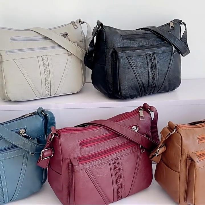 2025 New Fashion Women's Bag Large-capacity Soft Leather Messenger Bag Waterproof and Lightweight Multi-pocket Simple Versatile Shoulder Bag