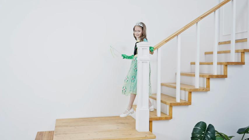 Princess Costume for Girls Green Dress Up with Accessories for Toddler Cosplay Christmas Birthday Party