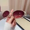 European Style Oval Hollow Sunglasses For Women With Uv400 Protection And Metal Frame For Fashionable Outings