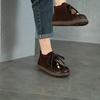Johnature Genuine Leather Round Toe Lace-up Flat Ankle Boots Casual Versatile Women's Shoes