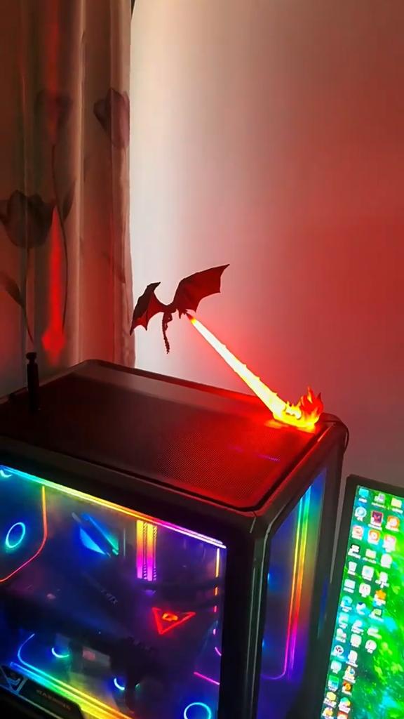 3D Printed Fire‑Breathing Dragon LED Light, Flying Dragon Desktop Decor Lamp, Ornament for Bedroom Study Room, Halloween Holiday Gift for Kids