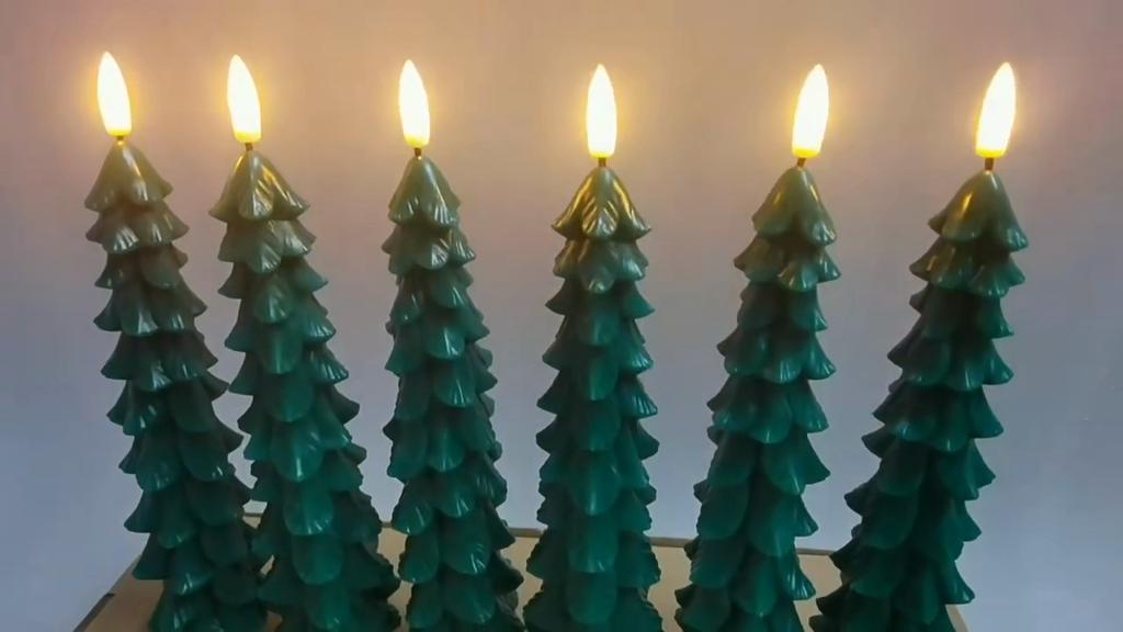 Christmas Tree Shaped Candles with Gold Powder Decorative Table Ornaments for Home Party New Year Xmas Festival Holiday Decoration