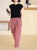Casual High Waist Pants for Women Plus Size Vintage Striped Elastic Waist Summer Plaid Pants