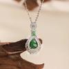 S925 Silver Inlaid Natural Jadeite Gourd Necklace Retro High-end Light Luxury Niche Accessories Women's Daily Jewelry Gift