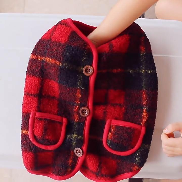 French Bulldog Red Plaid Vest Double Layer Casual for Chubby Dogs Corgi English Bulldog Pug