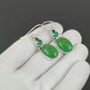 Green Copper Turquoise & Green Apatite Earrings, 925 Sterling Silver Earrings, Antique Gemstone Jewelry, Dangle Drop Earrings For Women's