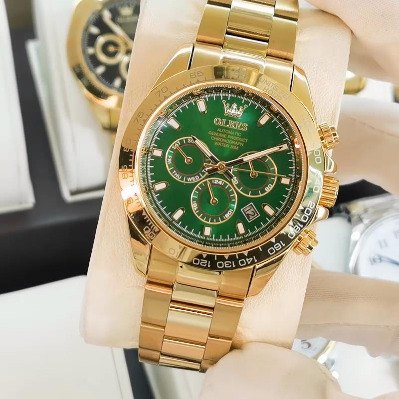 OLEVS New Quality Three-eye Watch Luminous Waterproof Multifunctional Automatic Mechanical Watch for Men