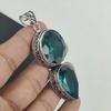 Amazing Indocolite Gemstone Pendant 925 Sterling Silver- Handmade Design, Everyday Wear Jewelry, Unique Indocolite Double Stone Pendant Gifts