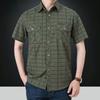 Safari Style Military Men Cotton Short Sleeve Shirt Streetwear Fashion Summer New Lapel Oversized Business Plaid Casual Tops 5XL
