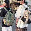 Color Block Schoolbag Women's Canvas Backpack Student Backpack for Men