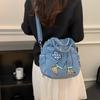 Bolso de Mezclilla Bordado Estampado Bolso Grande de Hombro Cruzado