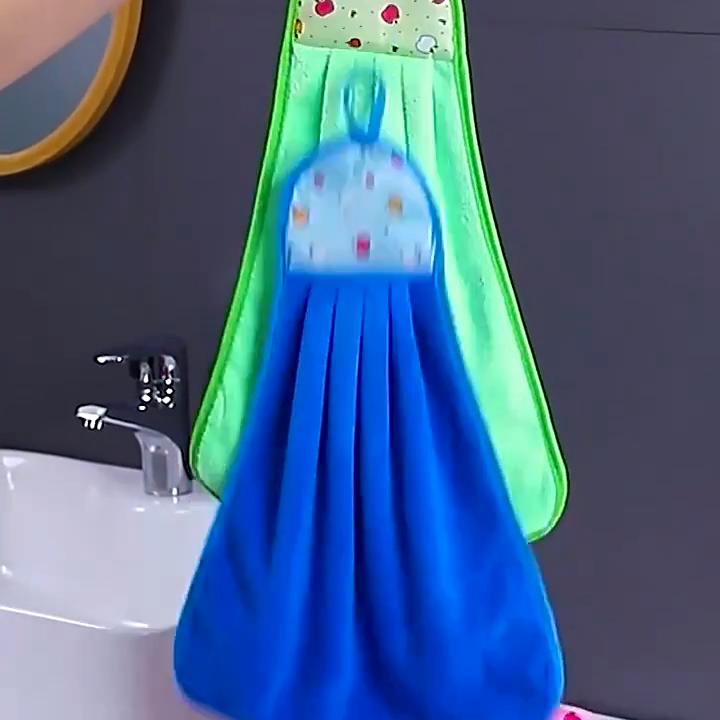 Microfiber Kitchen Towels Coral Velvet Soft Hand Towel Absorbent Cloth Dishcloth Hanging Cloth Kitchen Bathroom Supplies