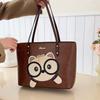 Women'S Large Capacity Red Tote Bag With Cute Panda Face Heart Cutouts Casual Outing Bridal Party Accessory Playful Design Fashion Handbag Lovers