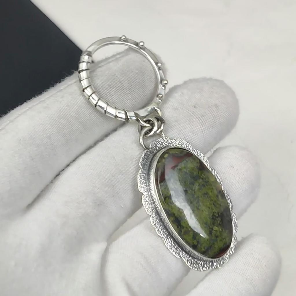 Natural Dragon Blood Jasper Gemstone Silver Pendant In 925 Sterling Silver- Handmade Design, Everyday Wear Jewelry, Unique Pendant Gifts