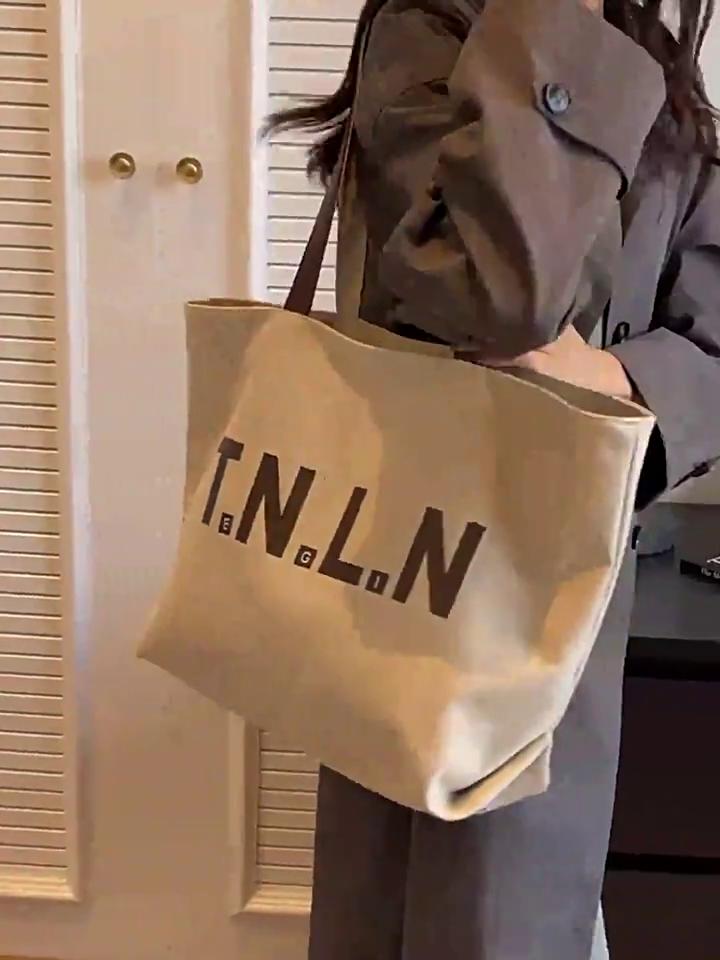 Shoulder Bag Women's Large-capacity Canvas Handbag Student Fashion Versatile Commuter Daily Mommy Bag