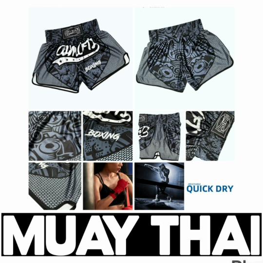 Black Gray Muay Thai Kickboxing Boxing MMA UFC Casual Shorts Gym Sport Unisex Men Women Workout Quick Dry Print Elastic High Waist Training