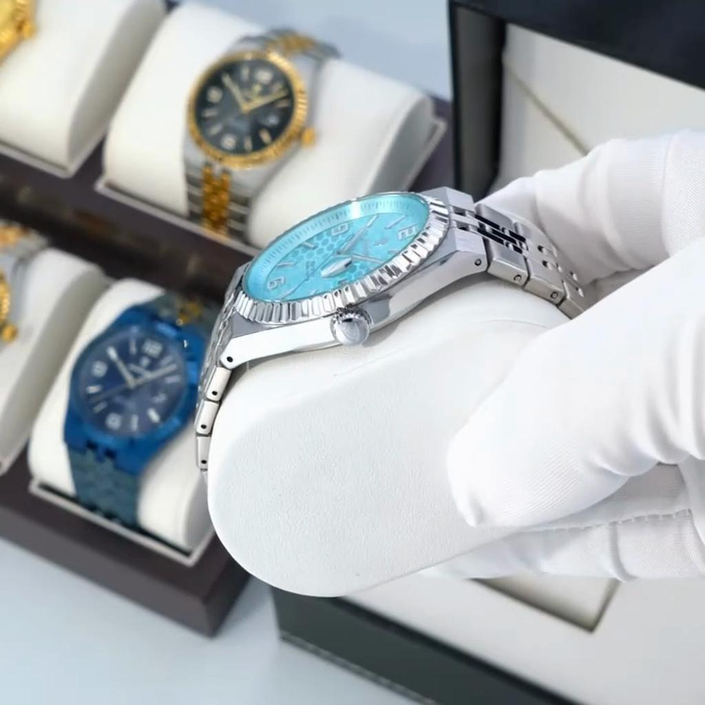 Men Watches Trend Fashion Quartz Watch for Man Texture Threaded Bezel Waterproof Luminous Date Stainless Steel