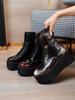 Women's Ankle Boots Retro Lace-up High-heeled Women Short Boots Large-size Non-slip Work Female Shoes