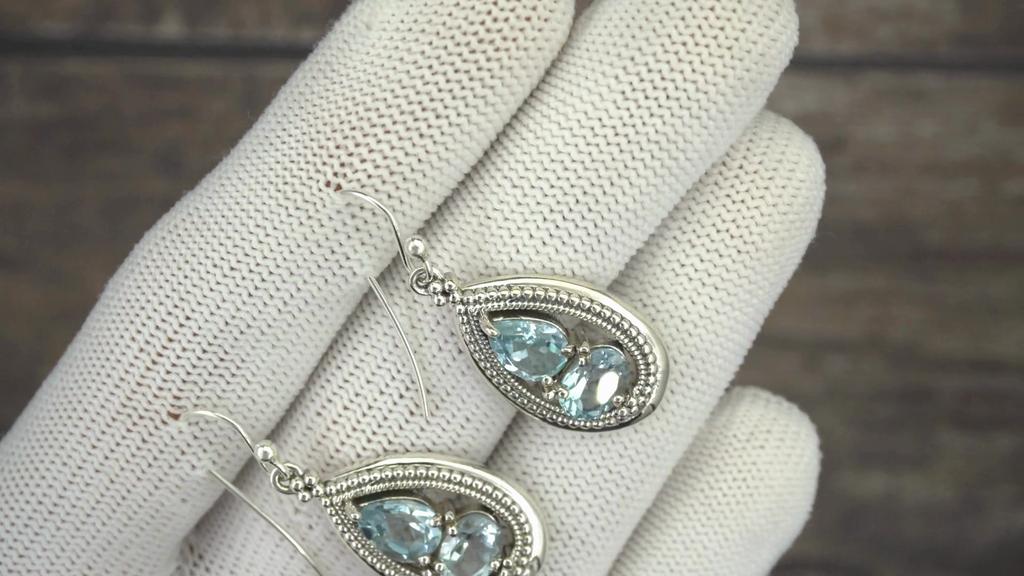 Sterling Silver Gemstone Teardrop Earrings - 8 Stone Options | Blue Topaz Garnet Citrine Moonstone Labradorite Amethyst Pearl Smoky Quartz