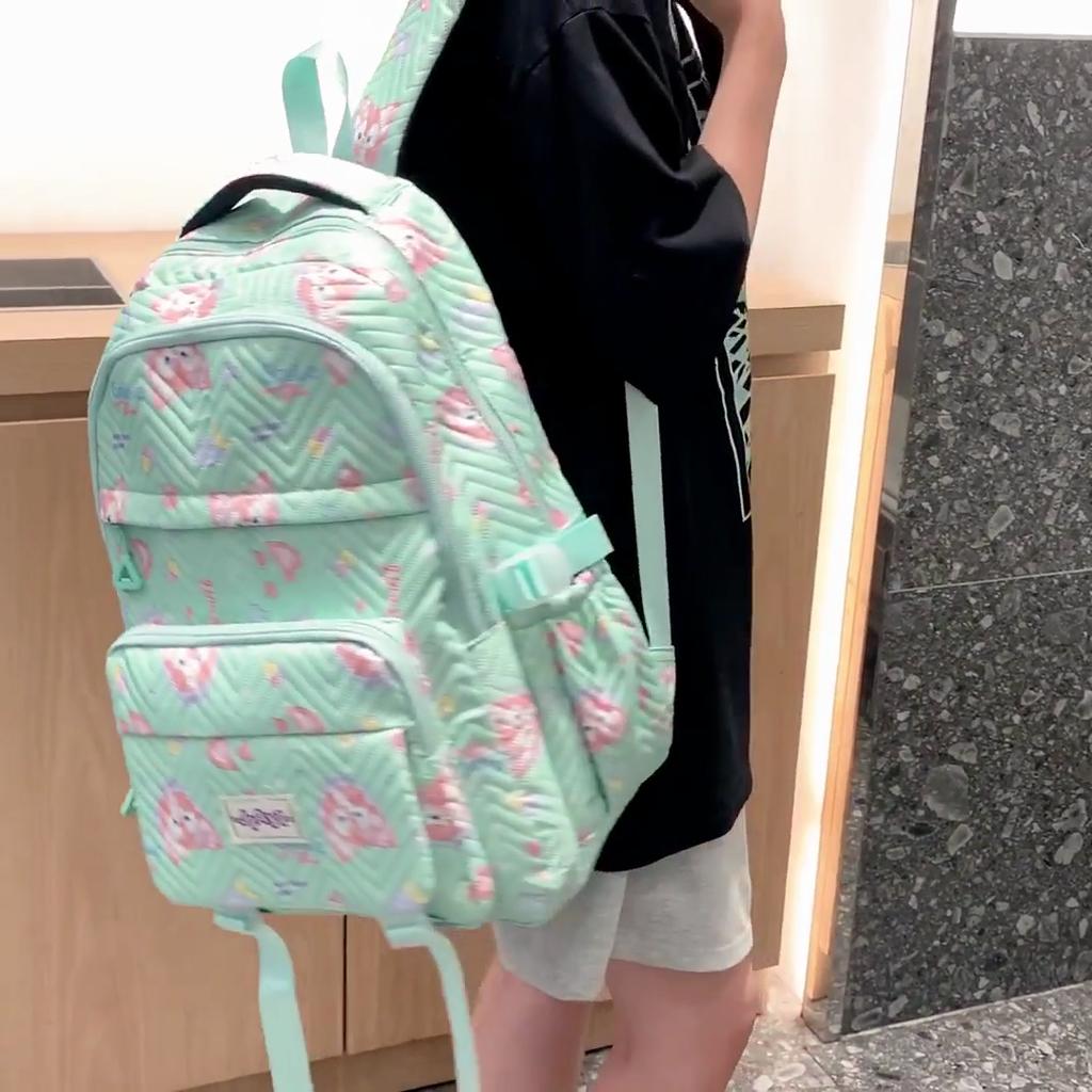 Grade 3-6 Schoolbag for Girls Fox Print Backpack Children Lightweight Backpack