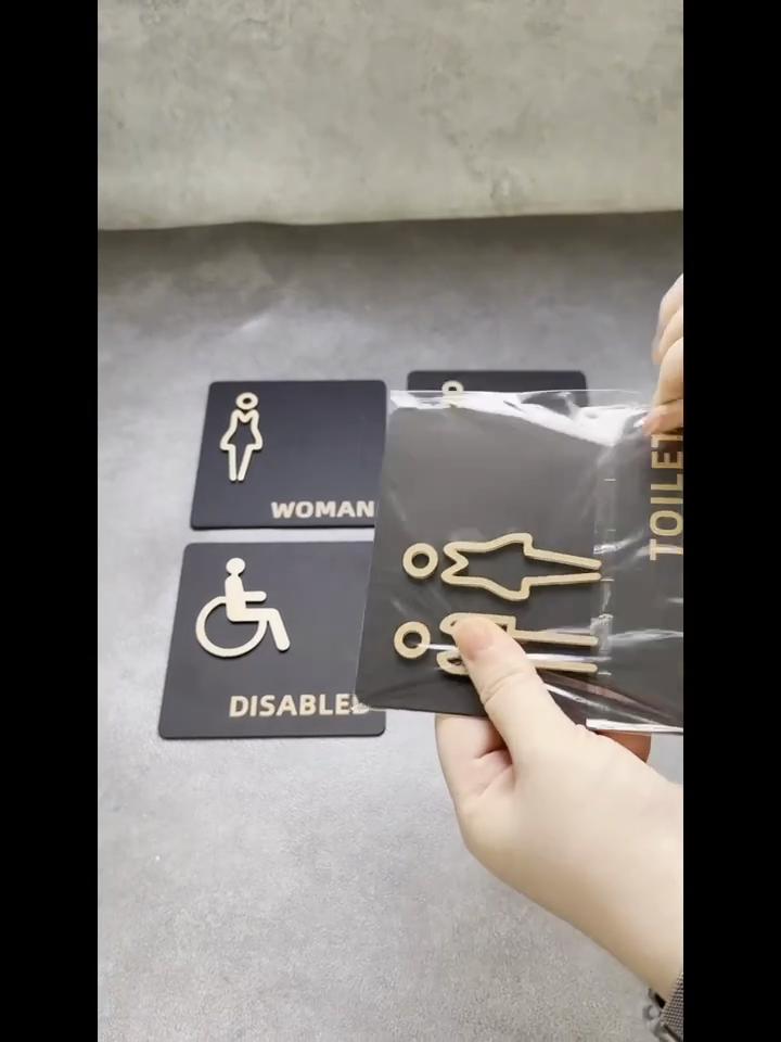 1pc Acrylic Bathroom Sign Adhesive Backed for Door Installation Plastic Surface Mounting Men Women Restroom WC Symbol Bathroom Identification