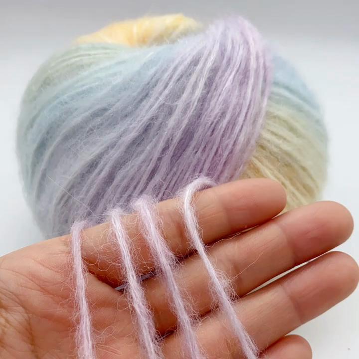 6pz 300g/10,56oz Filato di Mohair Super Morbido Extra Spesso Lavorazione a Maglia Uncinetto Lana Bundle di Filati Vivaci per Sciarpe Scialli Coperte Maglioni Artigianato Fai-da-te